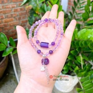 Chuỗi vòng thạch anh Super Seven mix thạch anh tím
