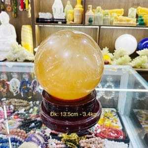 Quả cầu phong thủy đá Canxit