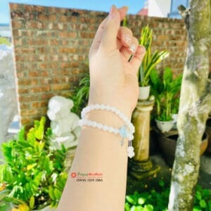 Vòng tay bạch ngọc mix hoa thạch anh Aventurine