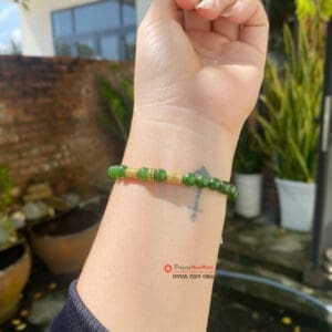 Vòng ngọc lam hoa bay Vip mix charm bạc mạ vàng