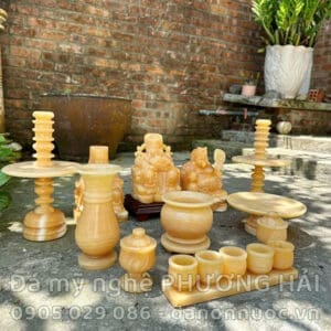 Bộ đồ thờ Thần tài Thổ địa đá ngọc hoàng long