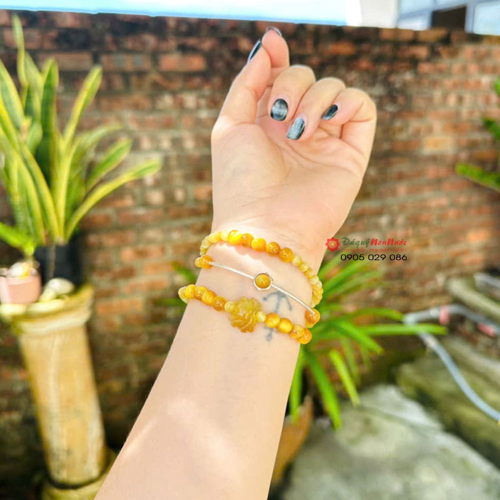 Vòng tay hoa sen đá mắt hổ vàng