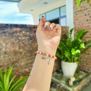 Vòng tay mix ngọc huyết và bạch ngọc